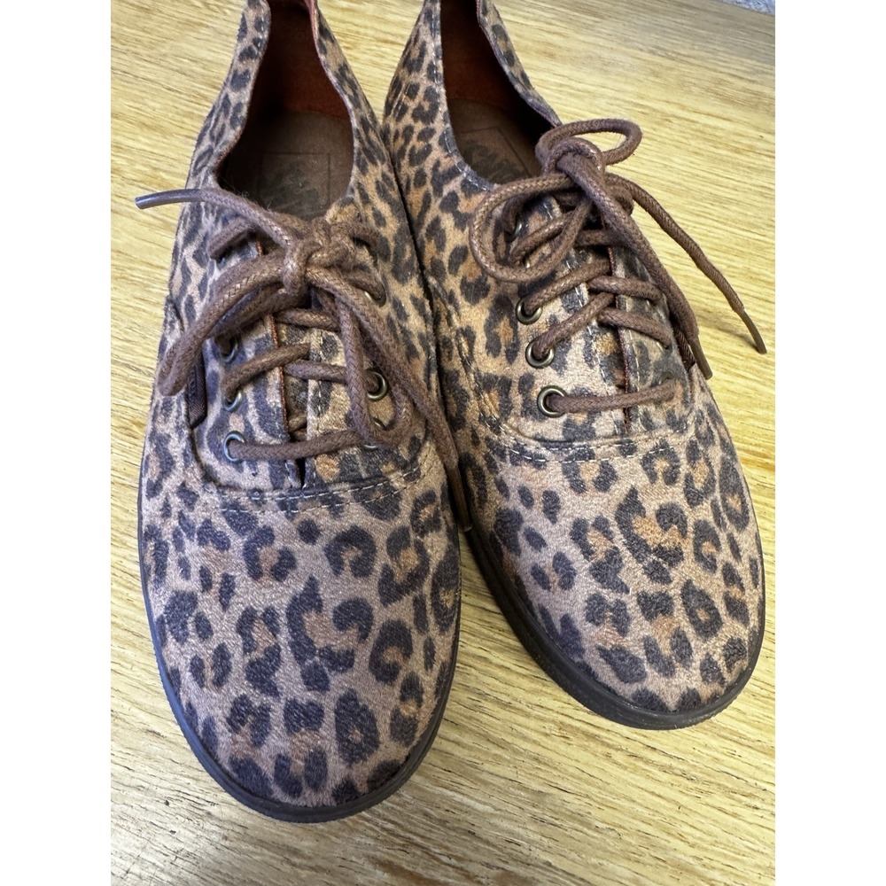 Vans Off The Wall Shoes Womens Size 6 Leopard Print Lace Low Top Animal EUC SB6